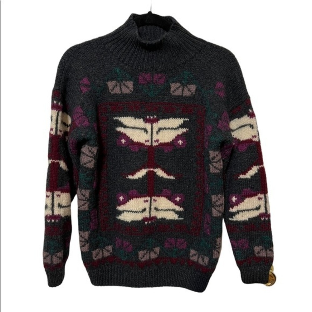 Alcott & Andrews Long Sleeve Hand Made 100% Wool Knit Sweater Size Large